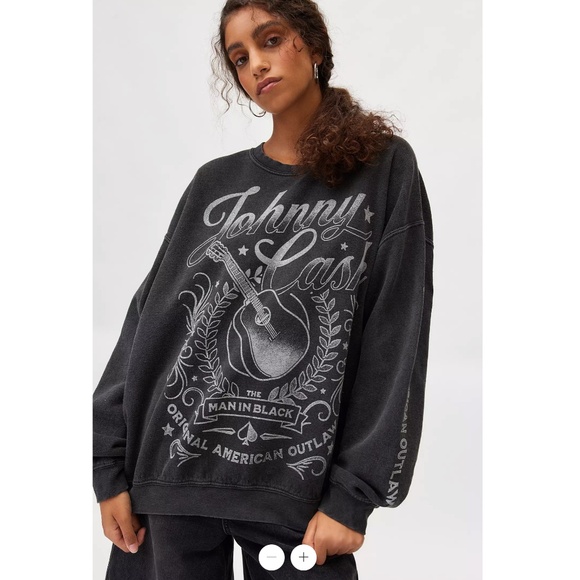 Urban Outfitters | Johnny Cash Overdyed Graphic Pullover Sweatshirt *NWT* - Picture 1 of 4
